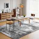 Washable Rug 4x6 Entryway Rugs for Living Room Bedroom Carpet, Grey Indoor Vintage Abstract Boho Large Area Rug Non Slip Faux Wool Rugs for Dorm, Dining Room Table, Nursery, Kids Playroom, Gray