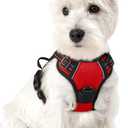 rabbitgoo Dog Harness No Pull with 2 Leash Clips, Adjustable Soft Padded, Reflective Oxford No Choke Pet Vest with Easy Control Handle for Puppy, Red,XS