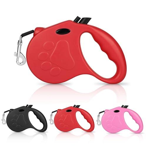 Yanwela Retractable Dog Leash, 16ft Dog Walking Leash for Small Dogs up to 77lbs, Non-Slip Handle - Red