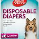 Simple Solution Disposable Dog Diapers for Female Dogs, True Fit, Absorbent, Leak Proof with Wetness Indicator, Puppy & Doggie Period Pad and Pee Diaper, for Medium Pets, 15-23 Inch Waist, 12 Count
