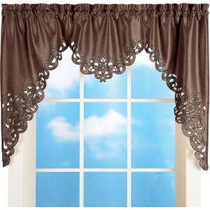 Collections Etc Elegant Scroll Window Valance Chocolate 58" X 36", Chocolate, 58" X 36"