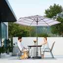 JEAREY 7.5FT Patio Umbrella Outdoor Market Umbrella with 6 Sturdy Ribs, Push Button Tilt/Crank Table Umbrella for Garden, Deck, Backyard and Pool, Black & White Stripe