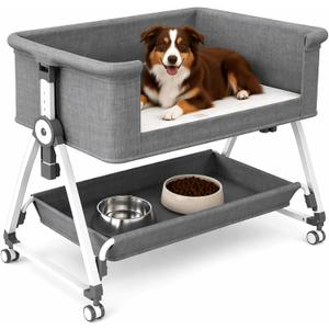 Bedside Dog Bed, Adjustable Elevated Bed Extender, S/M Dogs Cats