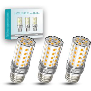 E26 Bulb 10W 3 Pack led Corn Light Bulb Warm White 2700K 1100 Lumen 100 watt Equivalent E26/E27 Base Non-Dimmable led Bulbs, Candelabra Edison Light Bulb for Indoor Home Household Lighting