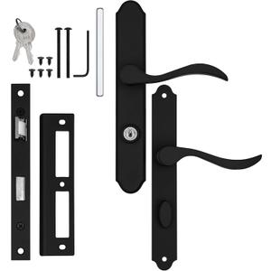 Ideal Security MCMB Curved Mortise Lock Set with Lever Handle for Storm Doors and Screen Doors, Replacement Handle for AluminArt Storm Doors, Matte Black