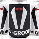 BLUE PANDA Groom Cooler Neoprene Beer Can Sleeves - Medium, Groomsmen, 12-Pack - Insulated Can Cooler Sleeves for 12 oz Beer & Soda - Cool Bachelor Party Gifts & Groomsman Gift Set