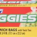 Hefty Baggies Food Storage Bags, Sandwich, Twist Tie, 150 Count
