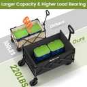 Collapsible Wagon with Wheels, 220 lbs Wagons Carts Foldable Wagon Cart with Flexible Handle, Lightweight Portable Folding Utility Grocery Shopping Cart for Grocery Sports Garden Camping