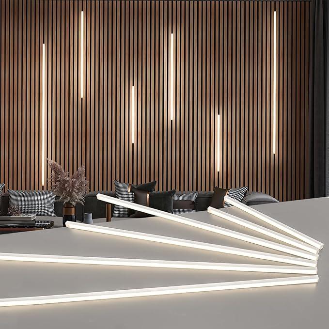 Art3d LED Recessed Lighting Kit - 6pcs Self-adhesive White LED Light with Smart Switch, 3000k Touching Switch Light for Wood Slat Wall Panels, Headboards, Stairs, Home decor, Under Cabinet Strip Light (Housing Color - Black)