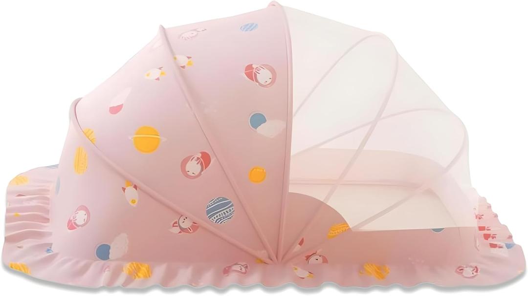 Mosquiteros para Cunas De Bebes,Portable Folding Mosquito Net for Stroller,Breathable Foldable Cots Bottomless Crib Net Sun Sheltert(Pink, 47x24x26) (47x24x24)