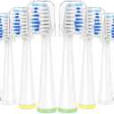 8 Pack Toothbrush Replacement Heads for Waterpik Sensonic Complete Care CC-04CD010-1, and for Waterpik Sensonic Electric Toothbrush STW-03W020/STW-03W027, with Cover for White STWB-3WW-B