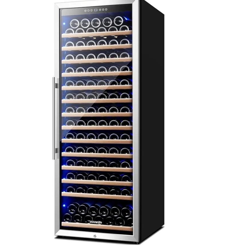 BODEGA 24 Inch Cooler, 154 Bottle Refrigerator, Freestanding Fridge with Intelligent Temperature Memory & Humidity Control, Upgraded Compressor, Quiet Operation