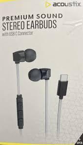 Acoustix Premium Sound Stereo Earbuds With Lightning USB C Connector