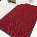 OLANLY Front Door Mat Indoor Outdoor Entrance, Waterproof All-Season, All-Weather Doormat, Sturdy Natural Rubber, Low Profile, Easy Clean Patio Porch Entryway Mat, Herringbone Brick (Wine Red, 59x35)