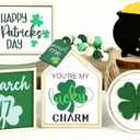 Patrick's Day Tiered Tray Decor Set, 6PCS St. Patrick's Day Decorations Bead Garland Luck Shamrock Wooden Signs for Home Kitchen Decorations