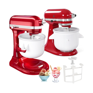 Ice Cream Attachment Compatible with KitchenAid 4.5/5/6/7QT Mixers,Makes 2 Quarts of Ice Cream,Compatible with KitchenAid Ice Cream Maker Attachment,Dishwasher safe(Not Fit 3.5QT