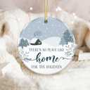 3 x Family Home Ornament - Theres No Place Like Home for The Holidays  Winter Cabin Ceramic Christmas Ornament  Family Holiday Keepsake, Rustic Farmhouse Tree Decoration, Housewarming
