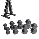 CAP Barbell Rubber Coated Dumbbell Weight Set with Vertical Rack | 100 lb