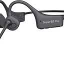 Bone Conduction Headphones with Mic Bluetooth 5.2 Open Ear Headphones with Boom Mic Wireless Headset Waterproof Earphones Conducting Headphones, Quick Charge, Multi-Point Pairing (Q3pro-Black)