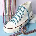 Olukssck 2 Pairs Glitter Metallic Shiny Shoe Laces, Round Sequin Shoelaces Shoestrings for Sneakers Boots