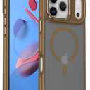 Matte Translucent Magnetic Non-Slip Cover for iPhone 17 16 15 14 13 12 Pro Max 17Air 16 15 14 Plus Wireless Charging Shockproof Cover,Khaki,for iPhone 17 Pro