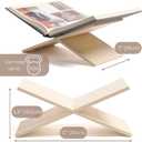 Faux Travertine Stone Finish Resin Book Holder for Recipe Book Display Stand, Coffee Table Books, 2 Pieces Slot Together, Neutral Beige Coffee Table Decor