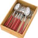 Bamboo Kitchen Drawer Organizer, Wooden Storage Box for Utensil Organizer Silverware Tray Cutlery Holder Flatware Containers - Multi-Use Deep Drawer Dividers Organizer for Bathroom, Jewelry (9"6"2.5")