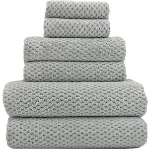 YTYC 29x59 Inch Extra Large Bath Towels Set of 6 Quick Dry Super Soft Microfiber Towels for Bathroom 80% Polyester (Grey, 6 Piece)