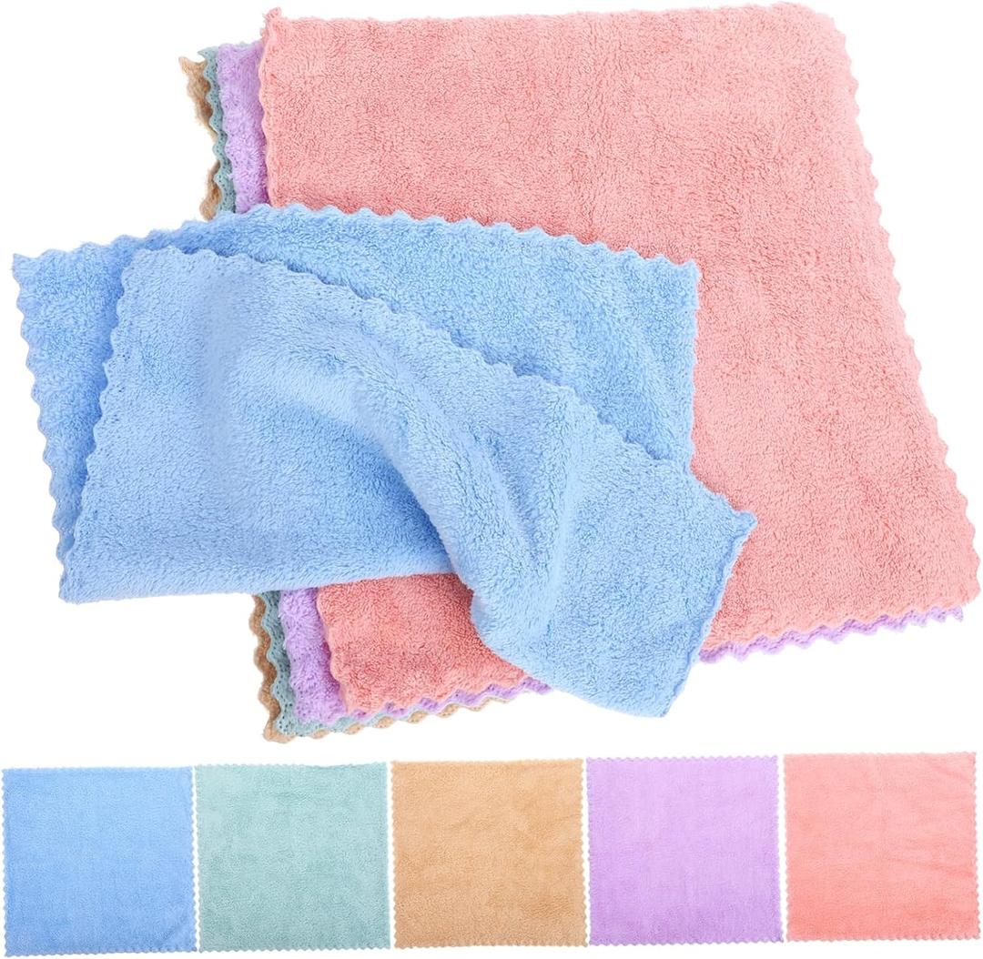 Beaupretty 10pcs Fleece Washcloths Soft Microfiber Face Towels for Boys and Girls Cloths for Bathing and Makeup Removal