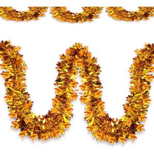 Thanksgiving Tinsel Garland - 33 Ft Shiny Metallic Tree Fall Garland Glitter Tinsel Hanging Twist Hanging Decorations for Thanksgiving Party Holiday Supplies (Bronze Gold)