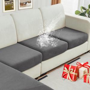 NAISI Waterproof Couch Cushion Covers Thick Velvet Fabric Washable Sofa Slipcovers 3 Pieces Individual Sectional Couch Covers with Elastic Bottom(3 Pcs for 3-Seat or Backrest,Grey), 6"D x 6"W x 7"H