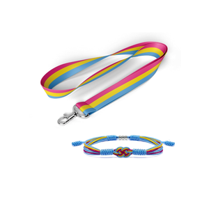 Pack of 2 LGBTQIA+ Accessories, Infinity Love Bracelet and Matching Rainbow Lanyard, Pride Month Gift Set, Things Stuffs for LGBTQIA Community