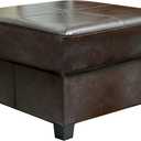 GLAXYFUR Folding Storage Bench, Cube PU Leather Footstool with Legs, Coffee Table, Ottoman with Storage for Living Room, 23.6 x 23.6 x15 Inches, Brown