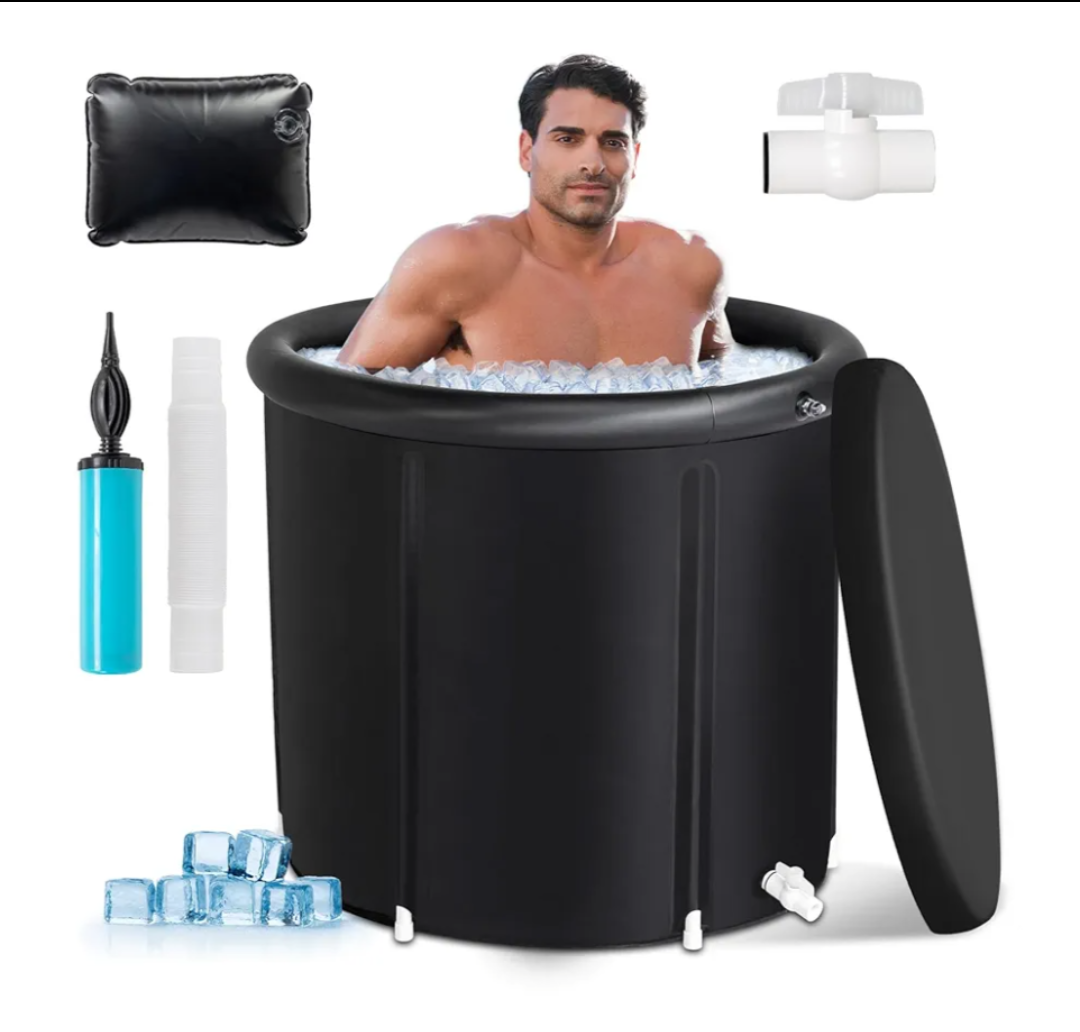 Outvita Ice Bath Tub for Athletes, 105 Gal Multiple Layered Portable Cold Plunge Tub with Cover for Recovery & Cold Water Therapy, Inflatable Ice Barrel for Family Gardens Indoor Outdoor Gyms Arena