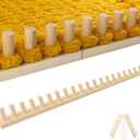 Chunky Blanket Loom Knitting Looms and Boards, Adjustable Size Wooden Loom for Blanket, No Needles Required Hand Knitting Kit for DIY Yarn Craft, Home Decor, Stress Relief, Beginner Friendly (31 In)