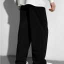 RoseSeek Boy's Baggy Pants Letter Elastic High Waisted Wide Leg Sweatpants Athletic Track Pants Joggers, Black, 15Y
