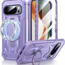 FNTCASE for Google Pixel 10-Pro-XL Case: for 9 Pro XL Case with Ring Holder Magnetic Kickstand Military Grade Shockproof Protective Rugged Cell Phone Cover 5G - 6.8 Inch (Purple)
