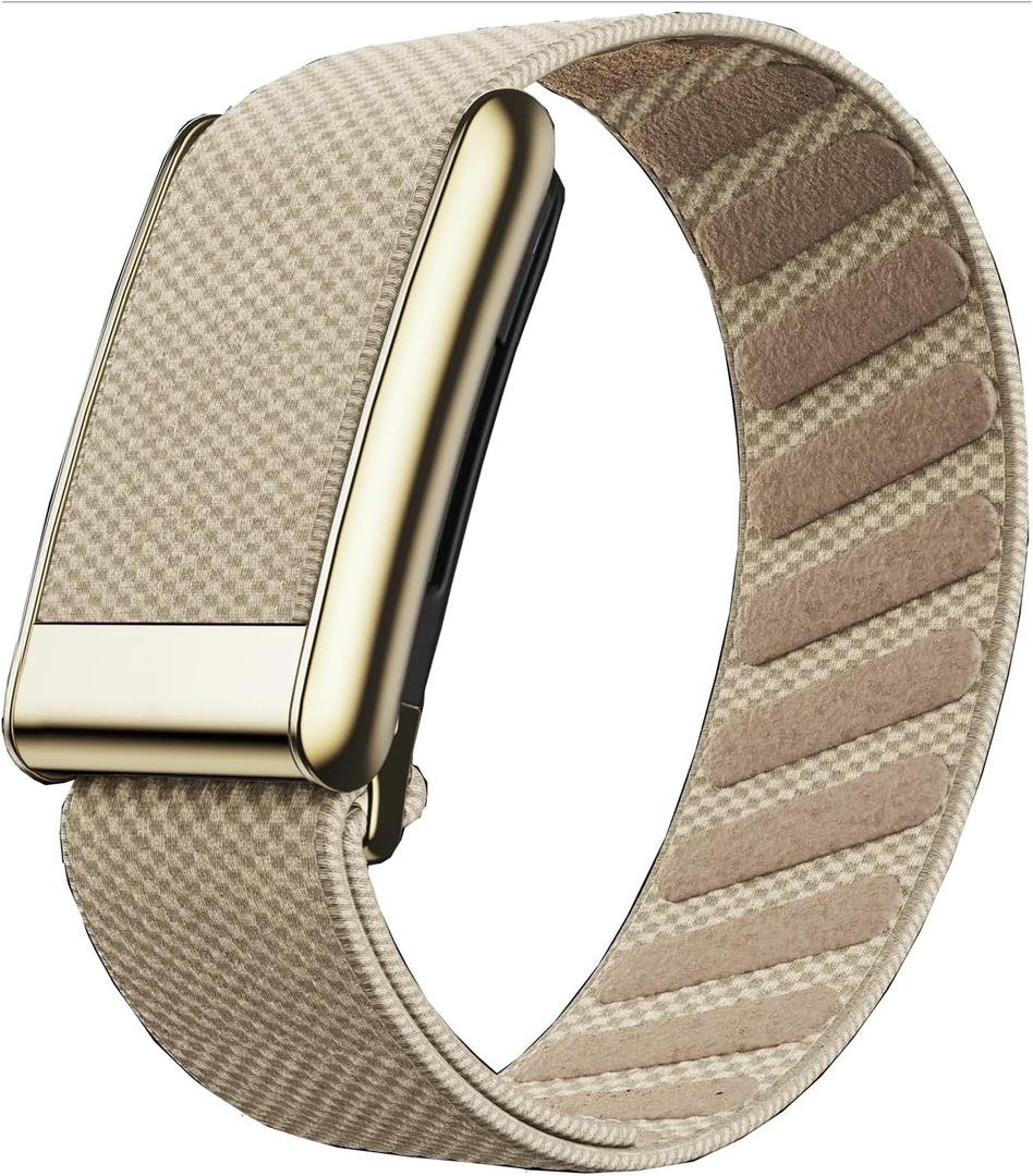 Ultra-Soft Stretchy Nylon Sport Band Compatible with WHOOP 5.0, One, Peak & Life | Adjustable, Breathable, & Sweat-Wicking Replacement Wristbands for Men & Women | NOT for Gen 4 (Dune With Gold)