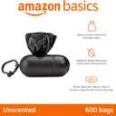 Amazon Basics Dog Poop Leak Proof Bags with Dispenser and Leash Clip, Unscented, 13" x 9", 600 Count