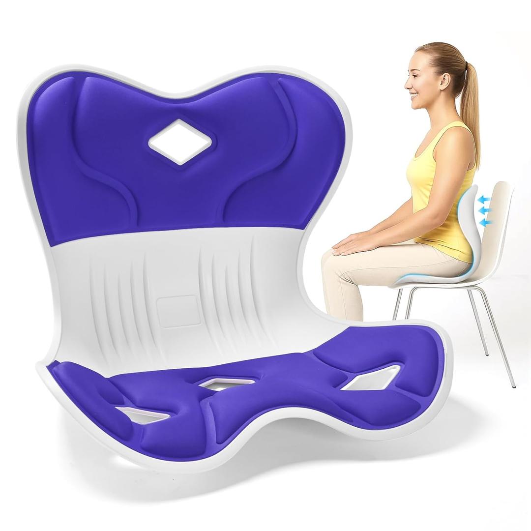 Ergonomic Back Support for Office Chair, Chsir Back Support for Good Posture Correction for Women, Lumbar Suppor for Floor Seat, Perfect for Home, Work, Office Purple