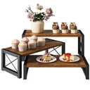 IBUYKE 4 Tier cupcake stand,Wooden Risers Display Stands,Tiered Display Stand for food,Dessert Table Display for Party,Afternoon tea, Family Gatherings,Rustic Brown UTLJ018H