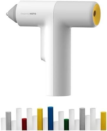 HOTO Cordless Hot Glue Gun with 40 Sticks, 30s Fast Preheating, 3000mAh, One-Hand Auto Dispensing, Dual Safe - Anti-Scald & Anti-Drip,Wireless/Wired Dual Use, Ideal for DIY/Kids Crafts & Home Repairs