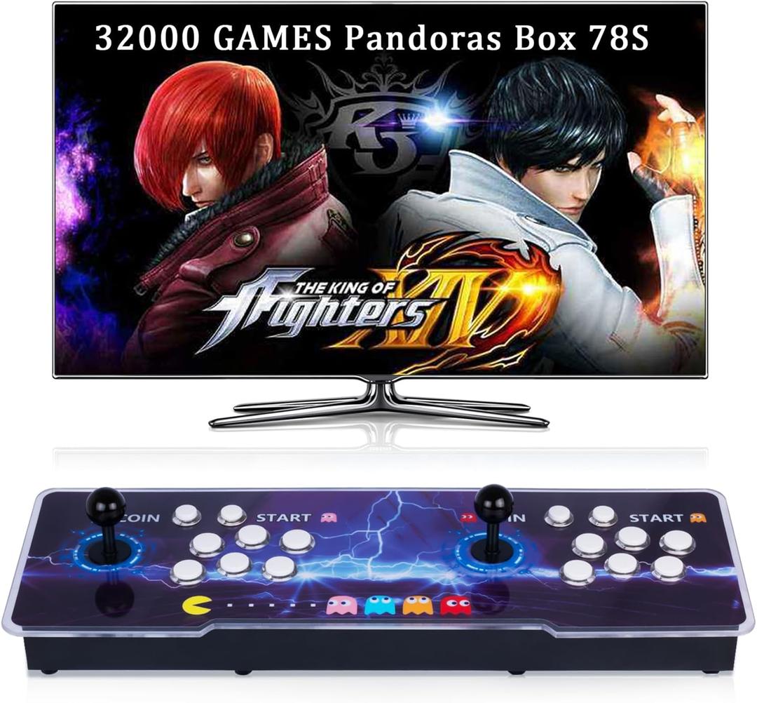 RegiisJoy 32000 in 1 Pandoras Box 78S Retro Arcade Game Console, 4 Player 3D Magical Modified Games, Search/Save/Hide/Pause Function, Favorite List, One-Button Combo, 128G TF, 12-Grid Classification