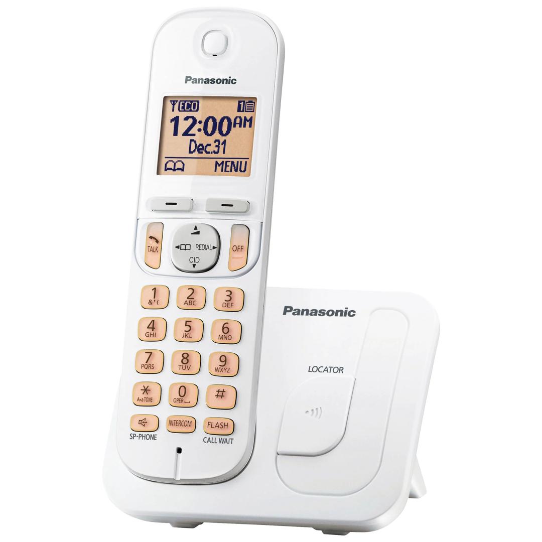 Panasonic Cordless Phone, 1.6" Backlit Display, Call Block, Speakerphone, 10 Hours Talk Time, 1 Handset  KXTGC200W (White)