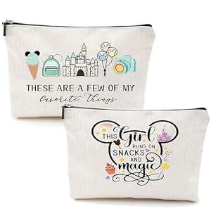 YUWUAR 2 Pcs Cartoon Mouse Makeup Bags for Women, Cute Travel Cosmetic Bag, Large Capacity Waterproof Toiletry Bag with Zipper, Birthday Gifts for Her, white