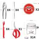 Luvan 33 Pcs Crab Crackers and Tools Set with 4 Crab Leg Crackers, 4 Crab Forks, 4 Lobster Shellers, 4 Butter Warmers, 1 Seafood Scissors, 14 Tealight Candles, 2 Crab Grabber-Seafood Boil Party Supply