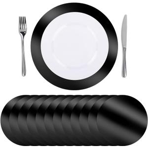 SHACOS 100Pcs Round Black Placemats, 13" Paper Place Mats Disposable for Dining Table, Charger Plates Table Mat for Christmas Dinner Party Wedding Birthday Banquet Table Setting Decor