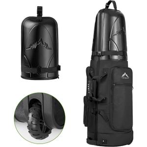 Golf Travel Bag with Hard Case Top, 1680D Heavy Duty Oxford Golf Club Travel Bags for Airlines with Wheels Easy to Maneuver