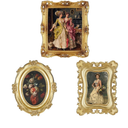 Thyle 3 Pcs Small Gold Vintage Picture Antique Resin Photo Frame Set Rectangle Ornate Antique Picture Frames for Art Tabletop Display Wall Hanging Home Decor(Gold)