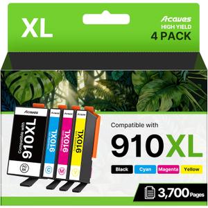 OFCINK 910XL Ink Cartridges Combo Pack for HP Printers Replacement for HP 910 HP 910XL Ink with HP OfficeJet Pro 8025e 8015e 8028e 8035e 8025 8035 8020 Printers (4 Pack, BK, CMY)